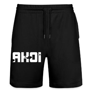 Ahoi Fische maritim minimalistisch Meer Ozean cool - Stanley/Stella Unisex Bio Joggingshorts Trainer  - Schwarz - Vorne - Nik (191cm) & Marisol (170cm)