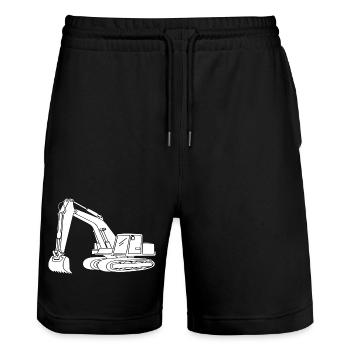 Excavator Driver Silhouette Design - For - Stanley/Stella Trainer Unisex Organic Jogging Shorts - black - Front - Nik (191cm) & Marisol (170cm)