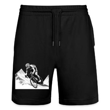 Rennrad Fahren Bergtour Biken Und Downhill Fahren - Stanley/Stella Unisex Bio Joggingshorts Trainer  - Schwarz - Vorne - Nik (191cm) & Marisol (170cm)