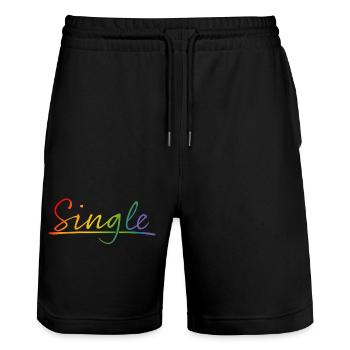 Pride Shirt Single - Stanley/Stella Unisex Bio Joggingshorts Trainer  - Schwarz - Vorne - Nik (191cm) & Marisol (170cm)