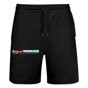 Design Feelgood Manager blanc coloré - Short de jogging bio TRAINER Stanley/Stella unisexe - noir - Devant - Nik (191cm) & Marisol (170cm)