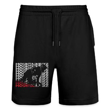 mountainbike silhouette rider text block - Stanley/Stella Unisex Bio Joggingshorts Trainer  - Schwarz - Vorne - Nik (191cm) & Marisol (170cm)