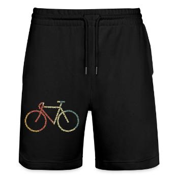 Vintage bicycle chain - Stanley/Stella Trainer Unisex Organic Jogging Shorts - black - Front - Nik (191cm) & Marisol (170cm)