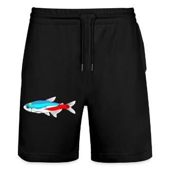 Neon salmler tetra Paracheirodon aquarium fisch - Short de jogging bio TRAINER Stanley/Stella unisexe - noir - Devant - Nik (191cm) & Marisol (170cm)