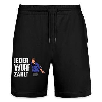 Boule Spruch Kugeln für Bouler Boccia Spiel - Stanley/Stella Unisex Bio Joggingshorts Trainer  - Schwarz - Vorne - Nik (191cm) & Marisol (170cm)