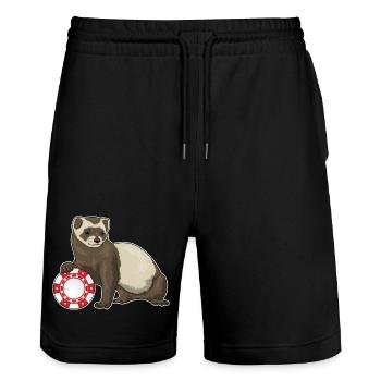 Ferret Poker Jetons de Poker - Short de jogging bio TRAINER Stanley/Stella unisexe - noir - Devant - Nik (191cm) & Marisol (170cm)