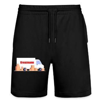 Kreuzmann Umzugsauto Design - Stanley/Stella Unisex Bio Joggingshorts Trainer  - Schwarz - Vorne - Nik (191cm) & Marisol (170cm)
