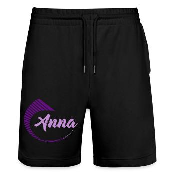 Anna - Stanley/Stella Unisex Bio Joggingshorts Trainer  - Schwarz - Vorne - Nik (191cm) & Marisol (170cm)