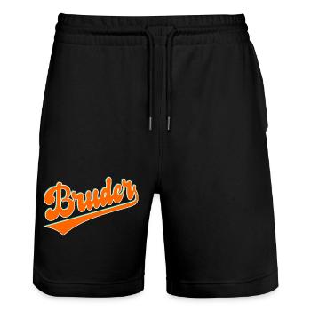 Schriftzug Bruder Familie - Stanley/Stella Unisex Bio Joggingshorts Trainer  - Schwarz - Vorne - Nik (191cm) & Marisol (170cm)