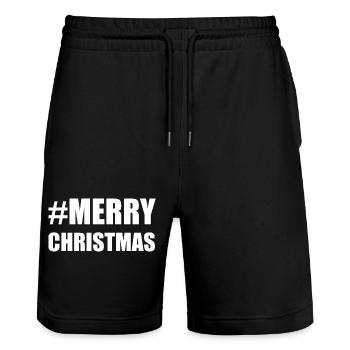 CHRISTMAS. HAPPY NEW YEAR. SAINT SYLVESTER. NEW YEAR. - Stanley/Stella Trainer Unisex Organic Jogging Shorts - black - Front - Nik (191cm) & Marisol (170cm)