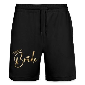 Équipe Bride -Couronne! - Short de jogging bio TRAINER Stanley/Stella unisexe - noir - Devant - Nik (191cm) & Marisol (170cm)