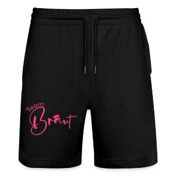 Team Braut-Krone! - Stanley/Stella Unisex Bio Joggingshorts Trainer  - Schwarz - Vorne - Nik (191cm) & Marisol (170cm)