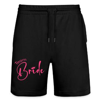 Équipe Bride -Couronne! - Short de jogging bio TRAINER Stanley/Stella unisexe - noir - Devant - Nik (191cm) & Marisol (170cm)