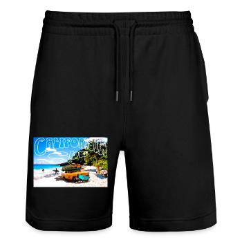 Surf Leidenschaft - Stanley/Stella Unisex Bio Joggingshorts Trainer  - Schwarz - Vorne - Nik (191cm) & Marisol (170cm)