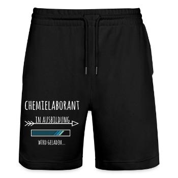 Chemielaborant Ausbildung Beruf Geschenk - Stanley/Stella Unisex Bio Joggingshorts Trainer  - Schwarz - Vorne - Nik (191cm) & Marisol (170cm)