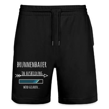 Brunnenbauer Ausbildung Geschenk - Stanley/Stella Unisex Bio Joggingshorts Trainer  - Schwarz - Vorne - Nik (191cm) & Marisol (170cm)
