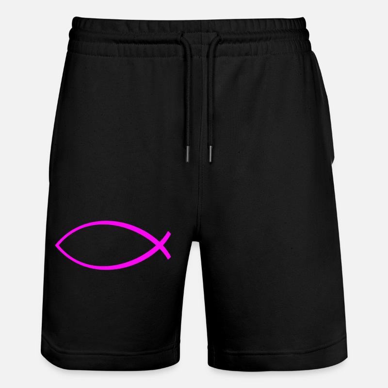 Ichtus fish solid pink - Stanley/Stella Trainer Unisex Organic Jogging Shorts - black