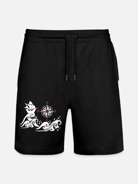 White and compass pink boat - Stanley/Stella Trainer Unisex Organic Jogging Shorts - black
