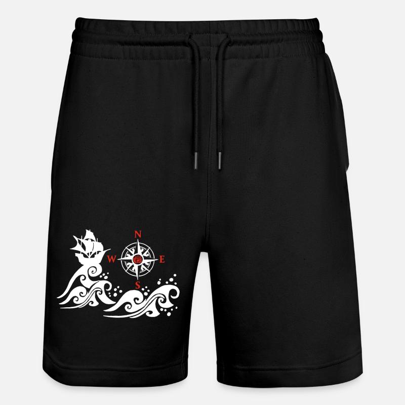 White and compass pink boat - Stanley/Stella Trainer Unisex Organic Jogging Shorts - black