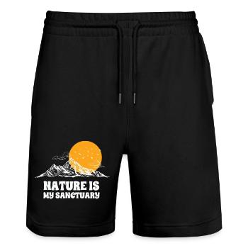 Nature, mountains, I love nature - Stanley/Stella Trainer Unisex Organic Jogging Shorts - black - Front - Nik (191cm) & Marisol (170cm)
