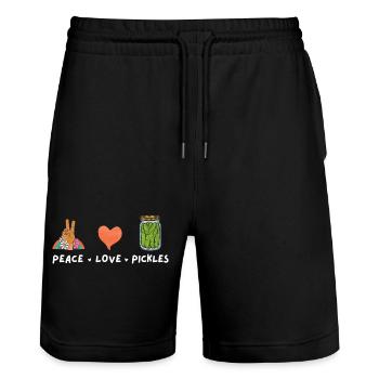 Paix, Amour Et Cornichons Amoureux De La Nourriture Vintage - Short de jogging bio TRAINER Stanley/Stella unisexe - noir - Devant - Nik (191cm) & Marisol (170cm)