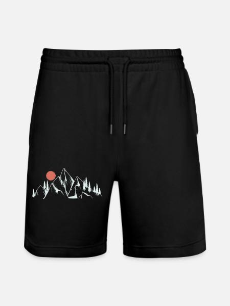 Mountain Dawn Line Art - Stanley/Stella Trainer Unisex Organic Jogging Shorts - black