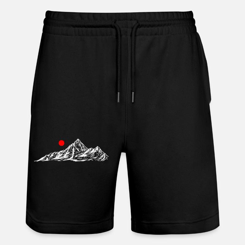 Red Sun Over White Mountain - Stanley/Stella Trainer Unisex Organic Jogging Shorts - black