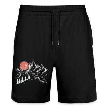 Sunrise Mountain Ridge Silhouette - Stanley/Stella Trainer Unisex Organic Jogging Shorts - black - Front - Nik (191cm) & Marisol (170cm)