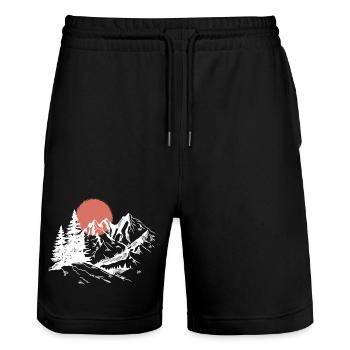 Sunset Peak Silhouette - Stanley/Stella Unisex Bio Joggingshorts Trainer  - Schwarz - Vorne - Nik (191cm) & Marisol (170cm)