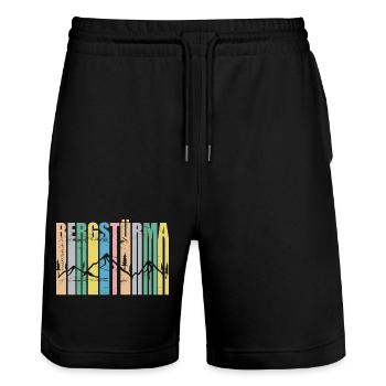 Bergstürma - Bergstürmer, Natur, Wildnis, Dialekt - Stanley/Stella Unisex Bio Joggingshorts Trainer  - Schwarz - Vorne - Nik (191cm) & Marisol (170cm)