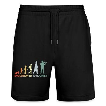 Evolution of A Violinist - Stanley/Stella Trainer Unisex Organic Jogging Shorts - black - Front - Nik (191cm) & Marisol (170cm)