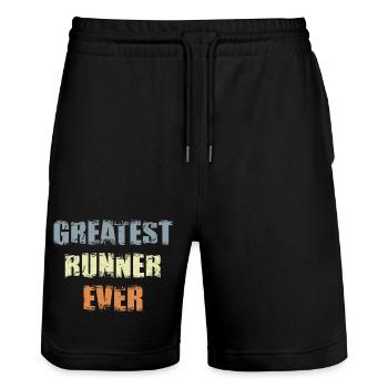 Best runner of all time - Stanley/Stella Trainer Unisex Organic Jogging Shorts - black - Front - Nik (191cm) & Marisol (170cm)