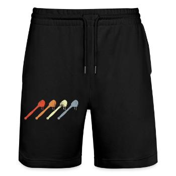 Vintage Honey Spoon - Stanley/Stella Trainer Unisex Organic Jogging Shorts - black - Front - Nik (191cm) & Marisol (170cm)