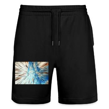Radiale Blaue Explosion - Stanley/Stella Unisex Bio Joggingshorts Trainer  - Schwarz - Vorne - Nik (191cm) & Marisol (170cm)
