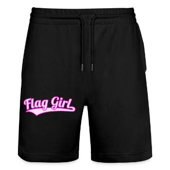 Flag Girl American Flag Football Mädchen Frauen - Stanley/Stella Unisex Bio Joggingshorts Trainer  - Schwarz - Vorne - Nik (191cm) & Marisol (170cm)