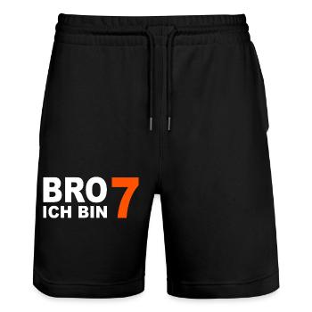 7. Geburtstag Geschenk Kind - Stanley/Stella Unisex Bio Joggingshorts Trainer  - Schwarz - Vorne - Nik (191cm) & Marisol (170cm)