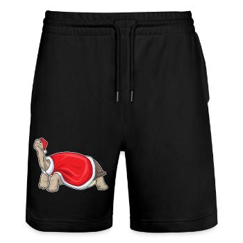 Turtle Christmas Santa Hat - Stanley/Stella Trainer Unisex Organic Jogging Shorts - black - Front - Nik (191cm) & Marisol (170cm)