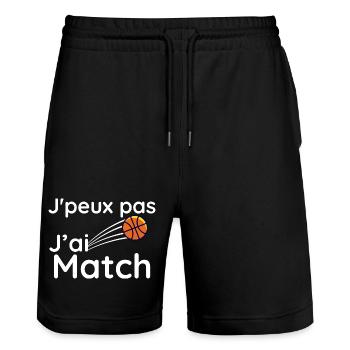 j'e peux pas j'ai match - Short de jogging bio TRAINER Stanley/Stella unisexe - noir - Devant - Nik (191cm) & Marisol (170cm)
