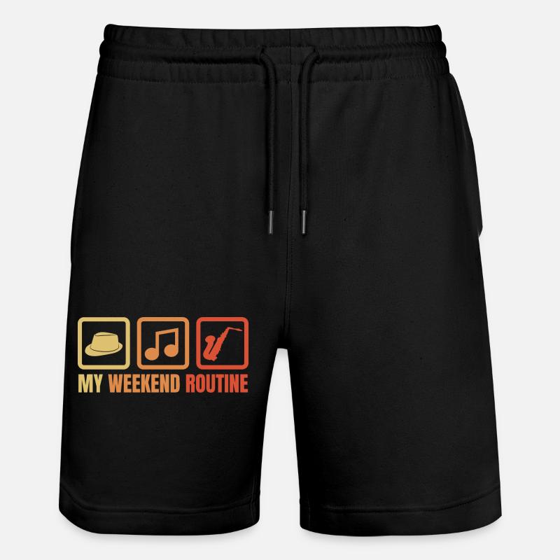 Saxophonist Weekend Routine - Stanley/Stella Trainer Unisex Organic Jogging Shorts - black