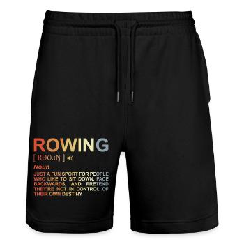 Rudern Begriff - Stanley/Stella Unisex Bio Joggingshorts Trainer  - Schwarz - Vorne - Nik (191cm) & Marisol (170cm)
