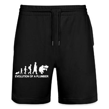 Développement d’un plombier - Short de jogging bio TRAINER Stanley/Stella unisexe - noir - Devant - Nik (191cm) & Marisol (170cm)
