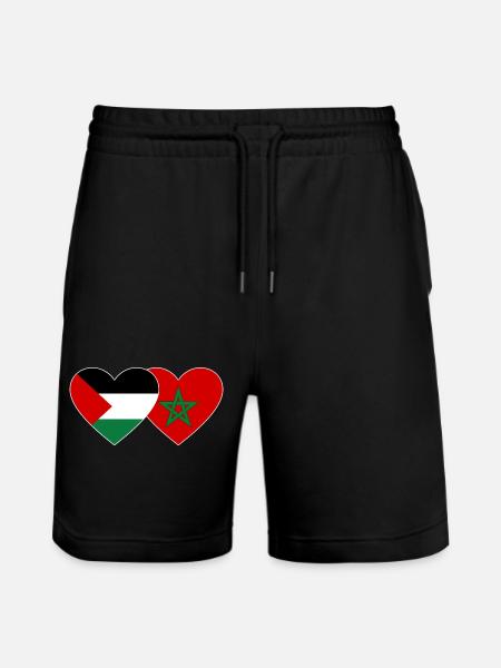 Palestina Marokko Vlag Hart - Stanley/Stella uniseks bio-joggingshorts Mover  - zwart
