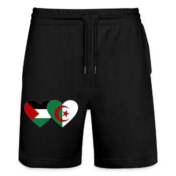 Palestine Algérie Drapeau Coeur - Short de jogging bio TRAINER Stanley/Stella unisexe - noir - Devant - Nik (191cm) & Marisol (170cm)