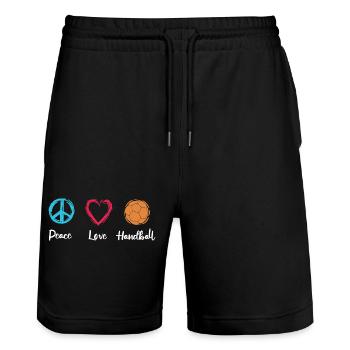 Paix Amour Handball - Short de jogging bio TRAINER Stanley/Stella unisexe - noir - Devant - Nik (191cm) & Marisol (170cm)
