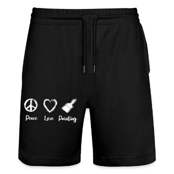 Peace Love Painting - Stanley/Stella Unisex Bio Joggingshorts Trainer  - Schwarz - Vorne - Nik (191cm) & Marisol (170cm)