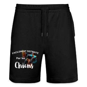 Chien Distrait en Lunettes - Short de jogging bio TRAINER Stanley/Stella unisexe - noir - Devant - Nik (191cm) & Marisol (170cm)