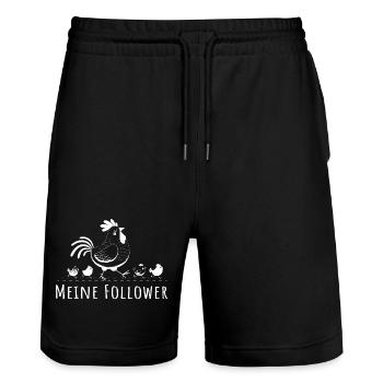 meine follower hühner huhn ei küken hendl - Stanley/Stella Unisex Bio Joggingshorts Trainer  - Schwarz - Vorne - Nik (191cm) & Marisol (170cm)