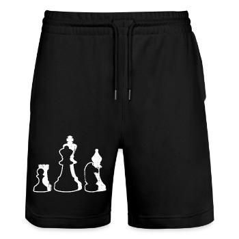 Schachfiguren - Stanley/Stella Unisex Bio Joggingshorts Trainer  - Schwarz - Vorne - Nik (191cm) & Marisol (170cm)