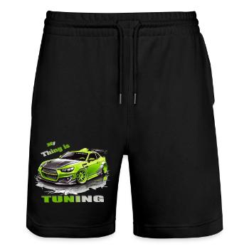 Tuning Car - Stanley/Stella Trainer Unisex Organic Jogging Shorts - black - Front - Nik (191cm) & Marisol (170cm)