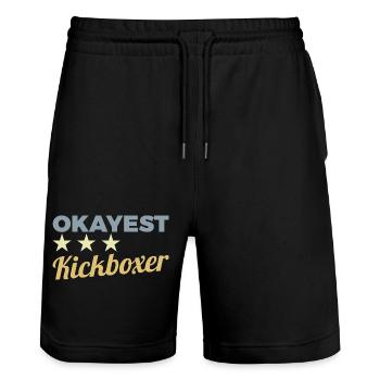 Funny Kickboxer - Stanley/Stella Trainer Unisex Organic Jogging Shorts - black - Front - Nik (191cm) & Marisol (170cm)